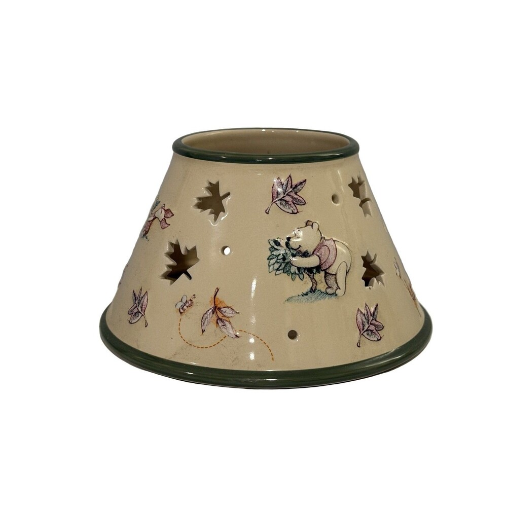 Disney Winnie the Pooh Ceramic Candle Shade Large Cream Green Autumn Fall